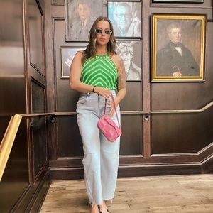 Crochet Halter top - Green L